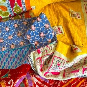 Handmade Reversible Kantha Quilt Blanket